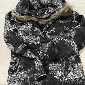 Roxy Girls DryFlight Snowboarding Ski Jacket Coat Black White Teal‎ Size XL EUC